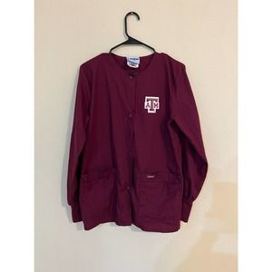 Landau Women's Nurse Medical Scrub Jacket Coat A&M Maroon Size Small